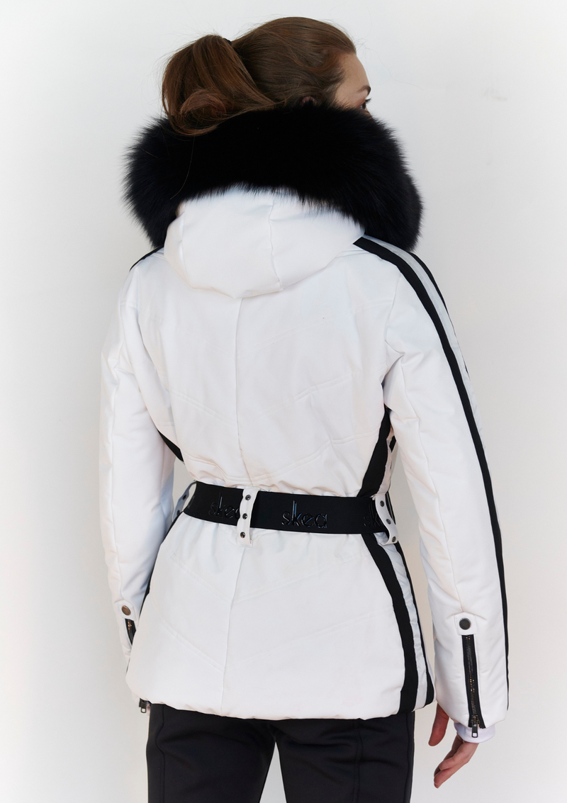 Topshop Sno Faux Fur Trim Belted Ski Coat In White